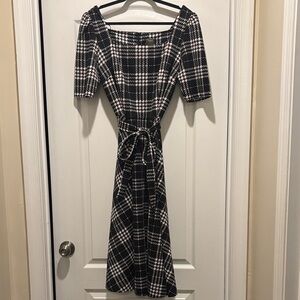 Elegant Black and White Plaid Dress by Taylor